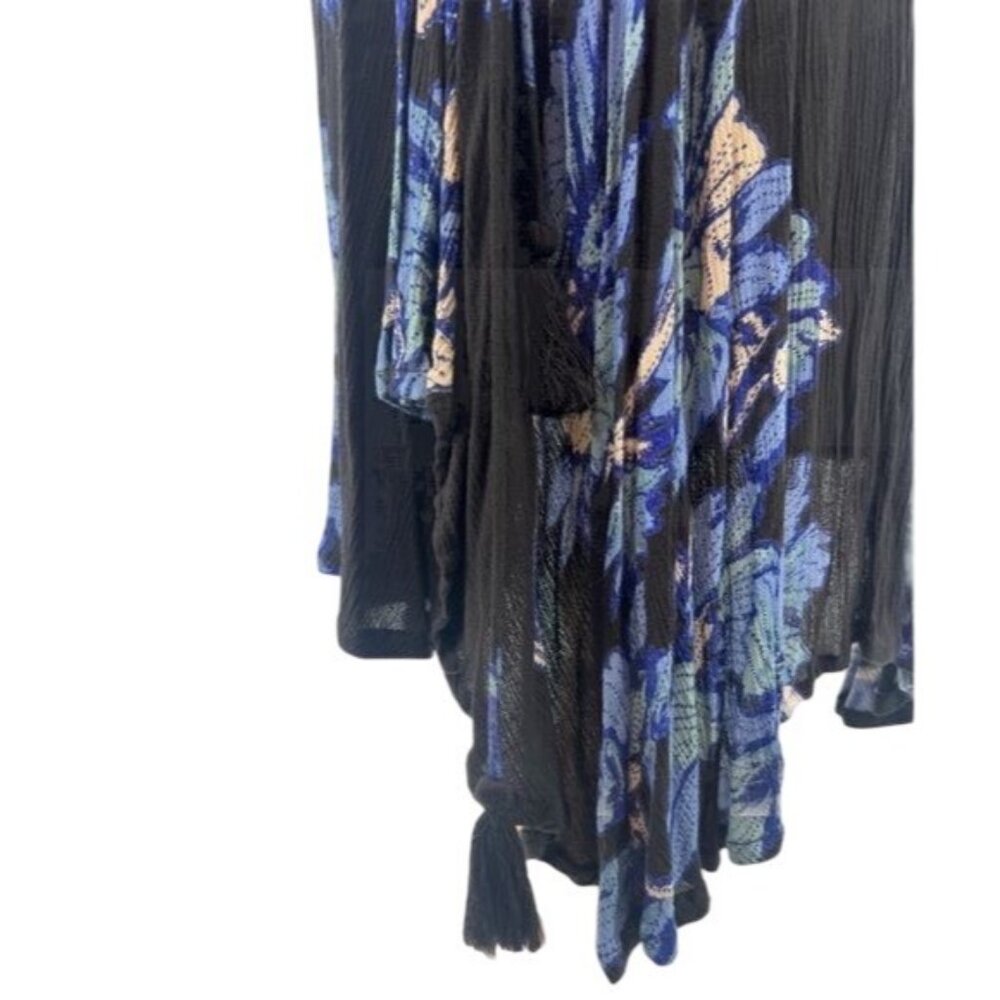 Free People Blue Floral Print Lace Up Sides Slip Dress - Picture 11 of 16